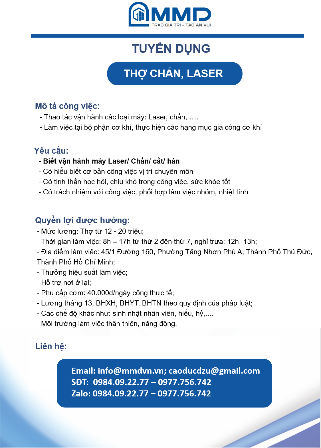 Thợ Chấn, Laser